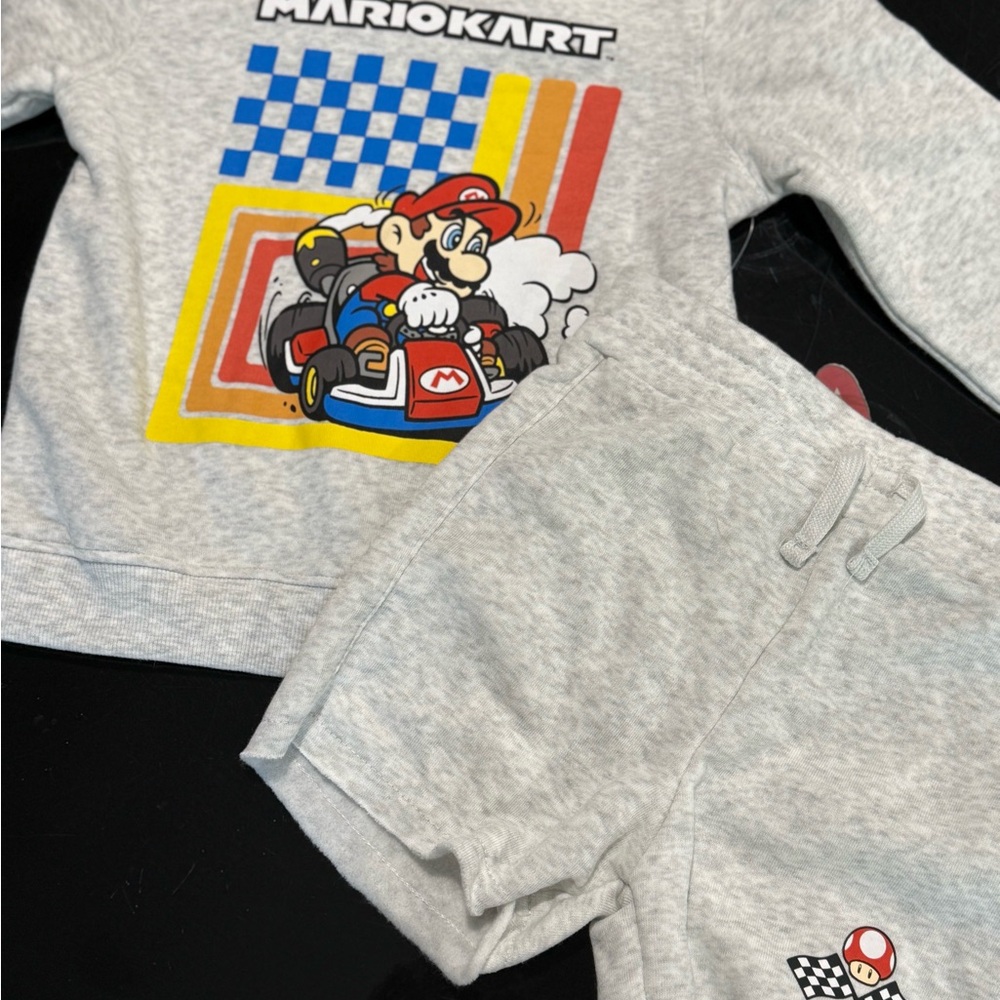 Mario Kart Gray Sweatshirt and Shorts Set